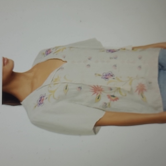 Johnny Was Calista Floral-Embroidered Linen Blouse NWT - Small - Picture 6 of 8